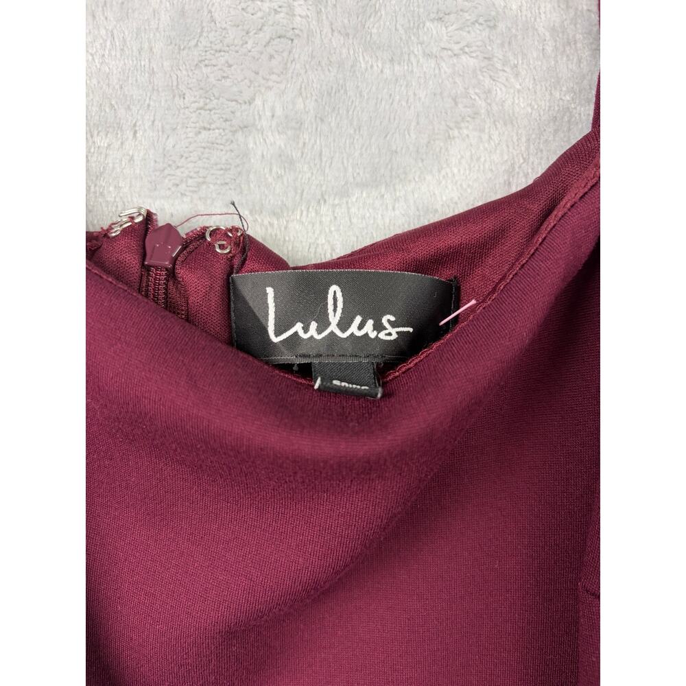 Lulus Adelaide Burgundy Ruffle Bodycon Dress - Size L - Picture 8 of 8